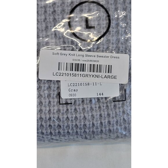 Sweater Dress  Soft Gray Knit Long Sleeve Buttons V-Neck Womens Size Large New - Picture 7 of 8